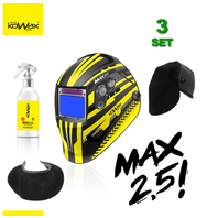 SET 3 Samostmievacia zváracia kukla KWX730MAX 2,5! 1/1/1/2 KOWAX + NanocClean 200ml + kožený chránič krku + ochrana hlavy KOWAX